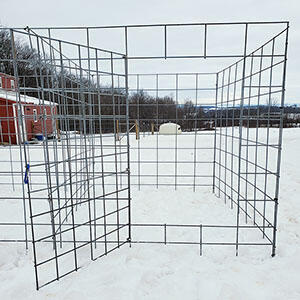 A picture showing the gate to one of the kidding pens.