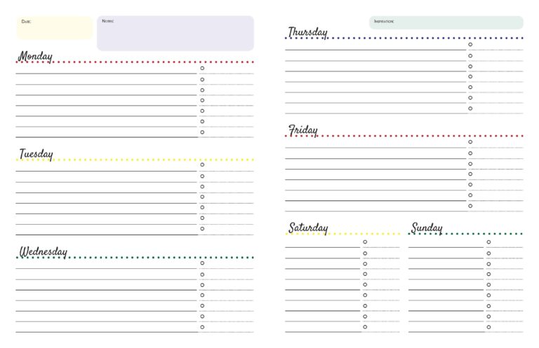 Horizontal priorities pages - one variation of our weekly planner.